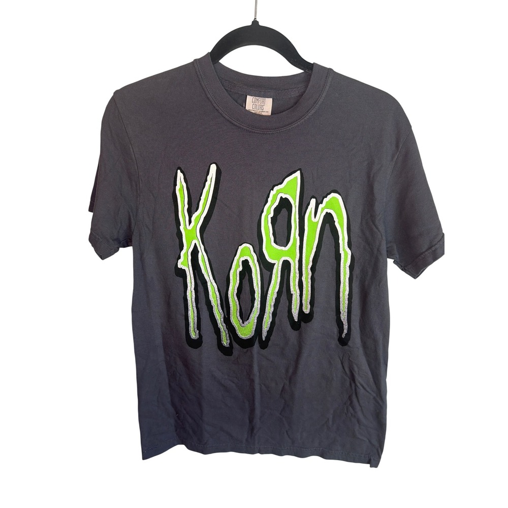Korn Band Graphic T-Shirt Comfort Colors Heavyweight Garment Dye Gray Mens Small